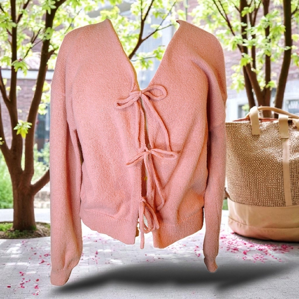 Coco & Shay Pink Knot-Tie Cardigan (Sz.M)